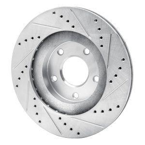 Infiniti I35 Brake Rotor (1) - Front Left - R1 Concepts - Drilled & Slotted - Silver - `02-`06